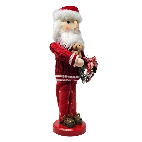 Christmas Eve Santa Pajamas Reindeer Slippers Teddy Bear 14" Nutcracker - Picture 2 of 5